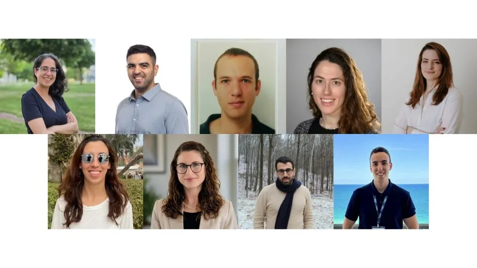 Collage of nine Kalaniyot postdoctoral researchers, with five headshots in the top row and four in the bottom row.
